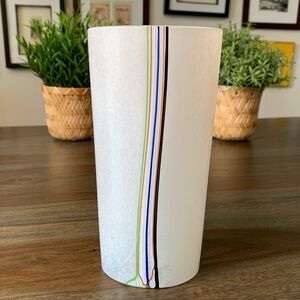 Kosta Boda Bertil Vallien Signed Glass Vase Frosted Rainbow Vintage Sweden MCM